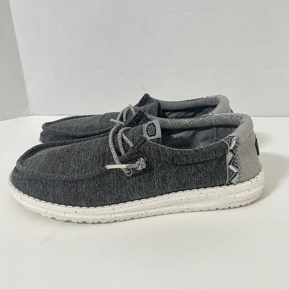 Hey Dude Wally Woven Ascend Gray/black Slip On Loafer Men's Size 11 Comfort